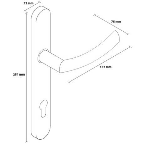 PROXIMA kvaka s dugim pločom od nehrđajućeg čelika
