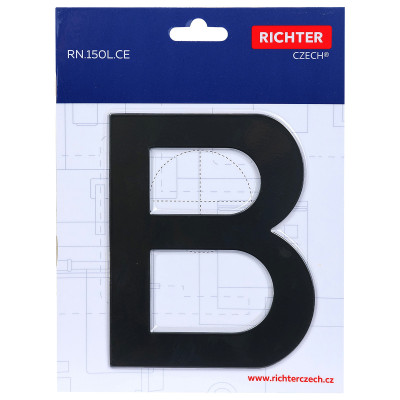 RN.150L.B.CE slovo "B" 150 mm crna mat-matt