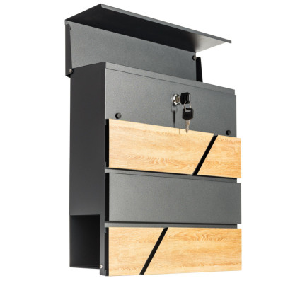 D3638 poštanski sandučić antracit + imitacija drveta