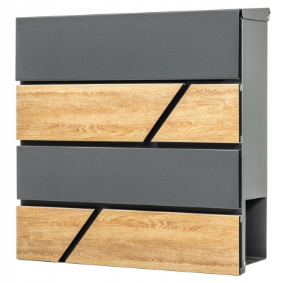 D3638 poštanski sandučić antracit + imitacija drveta