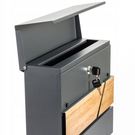 D3638 poštanski sandučić antracit + imitacija drveta