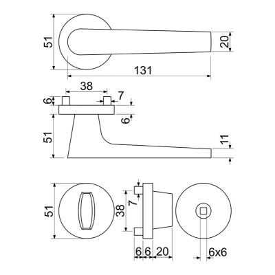 RK.K16.BOLOGNA.WC.NIMAT ručka za vrata