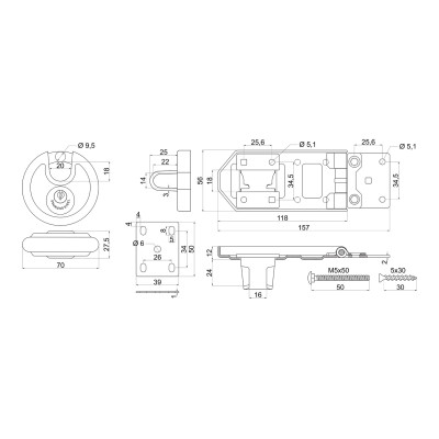 RGV.118.CRN/D70 šarka s visećim bravom