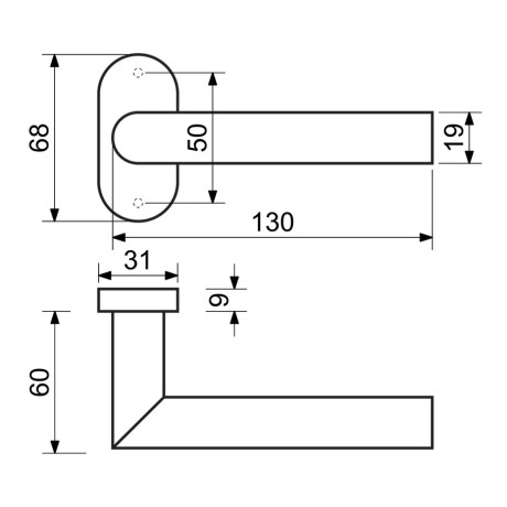RK.F.1967.CE ručka za vrata crna