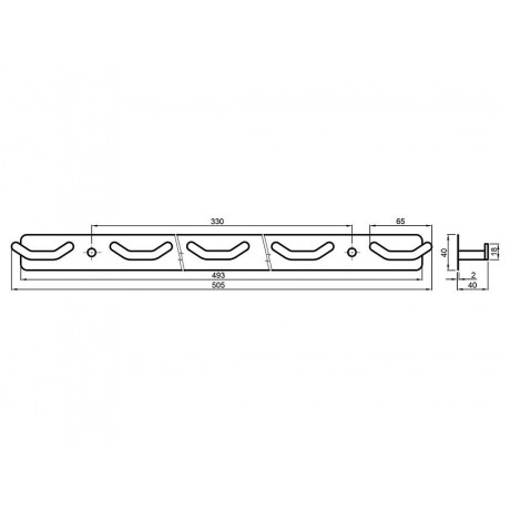 HUBERT vješalica - 5 kukica MAT CRNA