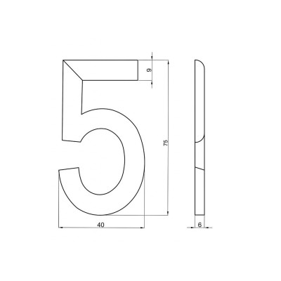 Broj "5" 75mm bronca.