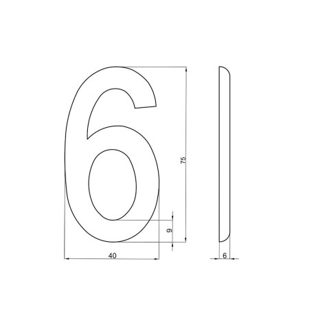 Brojčanik "6" 75mm bakar