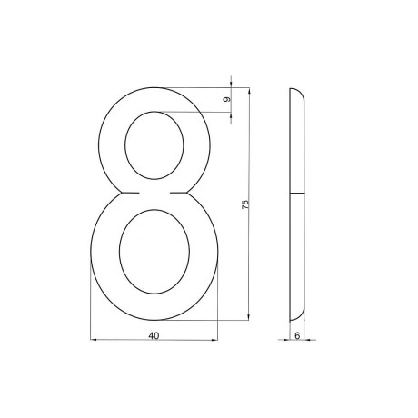 Broj "8" 75mm brončani