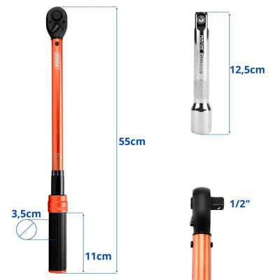 D1738 moment ključ za kotače 1/2" 40-220 Nm