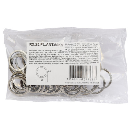 Prsten za ključeve 25 mm / set 50 kom / RX.25.FL.ANT.50KS