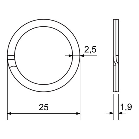 Prsten za ključeve 25 mm / set 50 kom / RX.25.FL.ANT.50KS