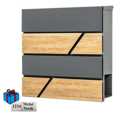 D3638 poštanski sandučić antracit + imitacija drveta