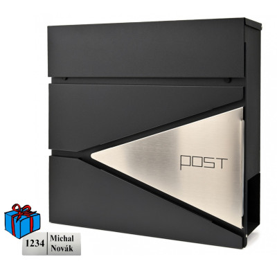 D3693 poštanski sandučić crni + nehrđajući čelik