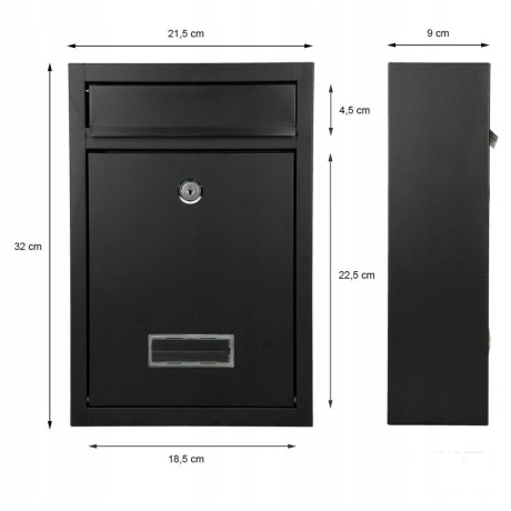 D3664 crna poštanska sandučić