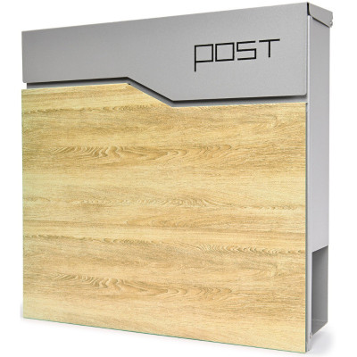 S3637 poštanski sandučić srebrna boja + imitacija drva
