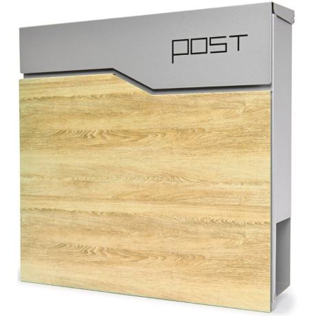 S3637 poštanski sandučić srebrna boja + imitacija drva