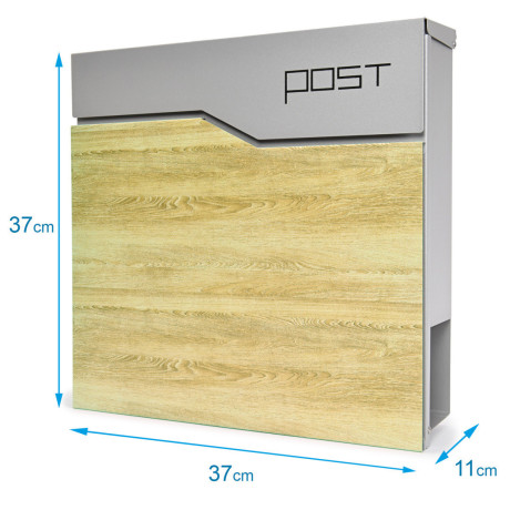 S3637 poštanski sandučić srebrna boja + imitacija drva
