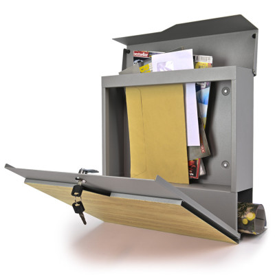 S3637 poštanski sandučić srebrna boja + imitacija drva