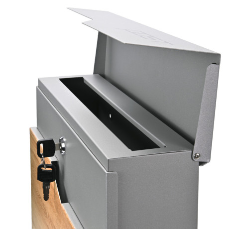 S3637 poštanski sandučić srebrna boja + imitacija drva