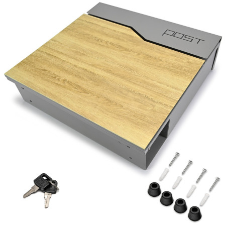 S3637 poštanski sandučić srebrna boja + imitacija drva