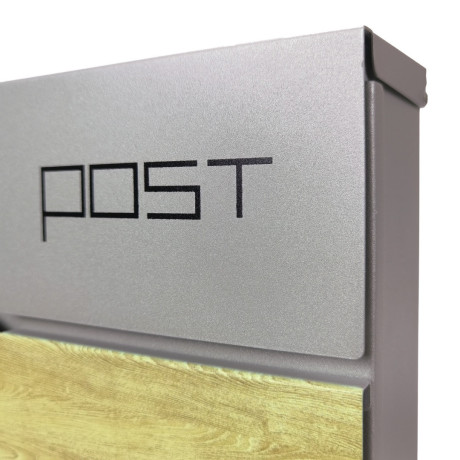 S3637 poštanski sandučić srebrna boja + imitacija drva