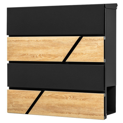 D3638 poštanski sandučić crni + imitacija drva