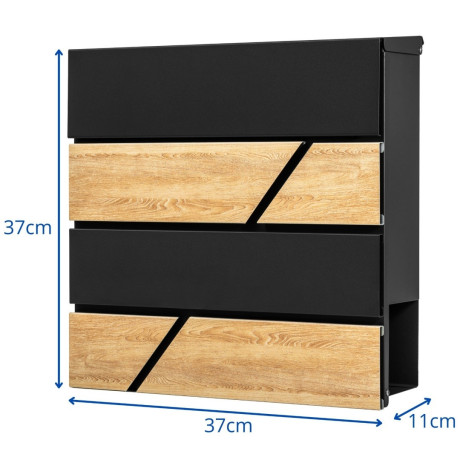 D3638 poštanski sandučić crni + imitacija drva