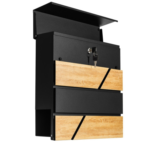 D3638 poštová schránka čierna + imit. dreva