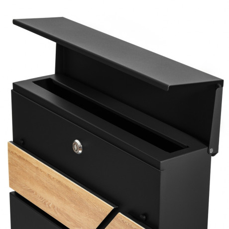 D3638 poštanski sandučić crni + imitacija drva