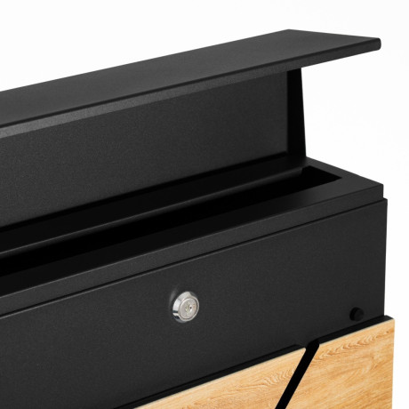 D3638 poštanski sandučić crni + imitacija drva