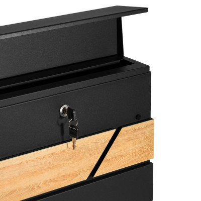 D3638 poštanski sandučić crni + imitacija drva