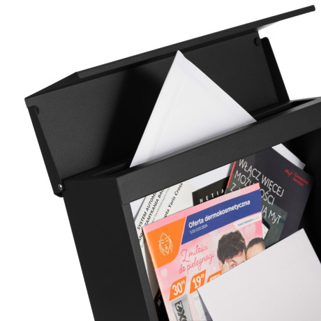 D3638 poštanski sandučić crni + imitacija drva