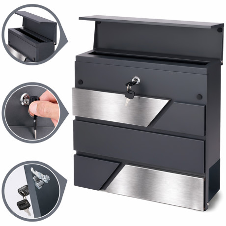 D3711 poštanski sandučić antracit + nehrđajući čelik