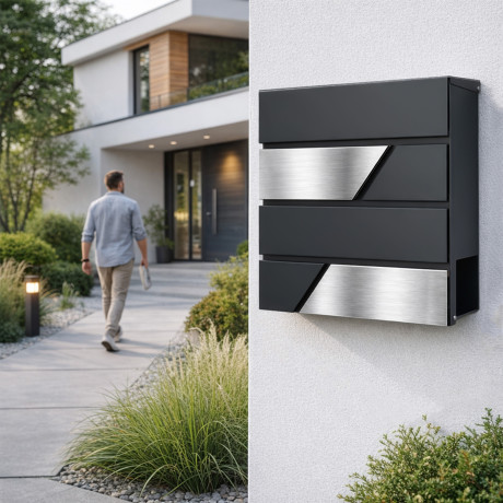 D3711 poštanski sandučić antracit + nehrđajući čelik