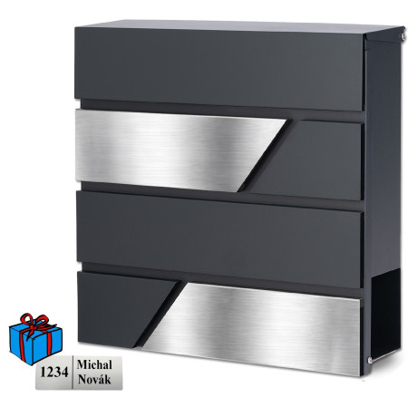 D3711 poštanski sandučić antracit + nehrđajući čelik