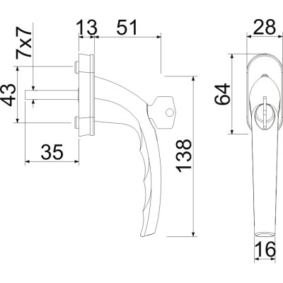 Univerzálna klučka na okno s uzamykaním RHW009